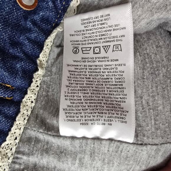 Anthro Pilcro and the Letterpress Sherpa Denim Jacket Cream Blue Size S Small - Picture 12 of 12